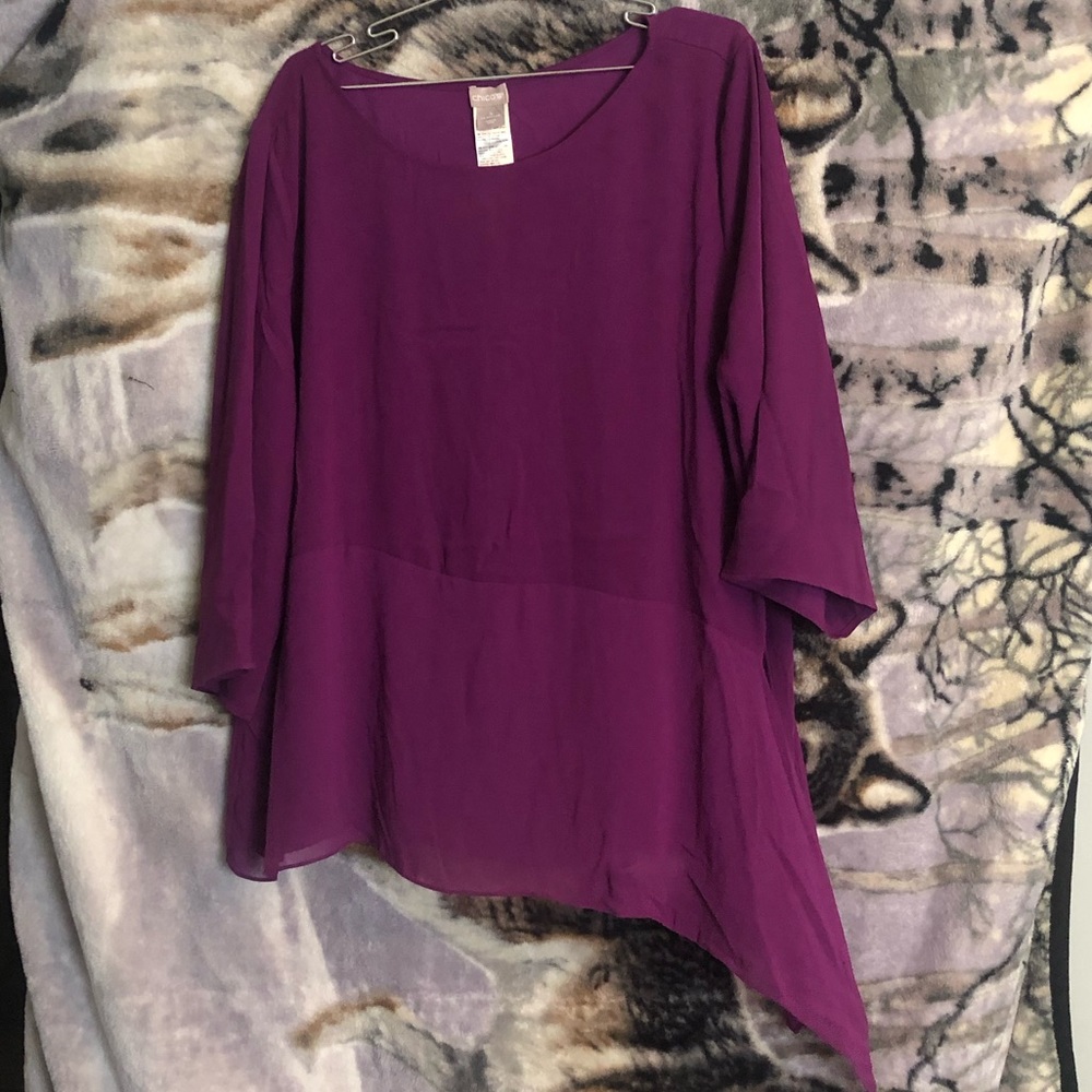 Chico's blouse 4 (size 20) Purple Hyacinth "shark bite" hem Worn 1x  No tags